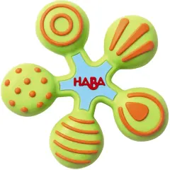 HABA Silicone Teethers for Babies 6-18 Months - Star Design Silicone Teether Ring and Grasping Toy for Safe Sensory Development Multicolor