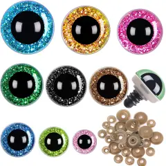 UPINS 180 Pieces 10-35 mm Large Safety Eyes with Washers for Amigurumi Stuffed Animal Plastic Craft Doll Crochet Eyes for DIY of Puppet, Bear, Toy Making Supplies (Assorted Colors)