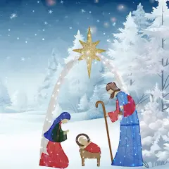 Serene 54-Inch H Nativity Scene with 115 Cool White LED Lights