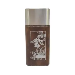 Cigar Case with Cutter - The Fool Tarot Card - Leather Rustic/Silver