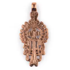 Lalibela Copper Coptic Cross Pendant (30x70mm): Authentic Ethiopian East African Design for Jewelry & Necklace Making