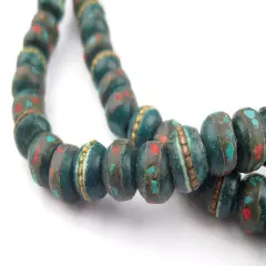 The Bead Chest Mala Meditation Beads - 108 Inlaid Prayer Beads for Yoga, Necklace, Jewelry (8mm, Green Bone)