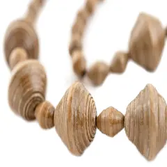 The Bead Chest Recycled Paper Bead Necklace from Uganda - Fair Trade African Woman's Jewelry - Necklace with Clasp (Brown)