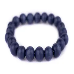 The Bead Chest Wood Stretch Bracelet, Cobalt Blue - Stackable Beaded Jewelry, Unisex for Men & Women