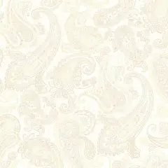 Natural Parkside Large Embroidered Paisley Cream Wideback Fabric Per Yard