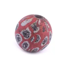The Bead Chest Red Antique-Style Java Eye Glass Bead (Single Bead, 20mm)