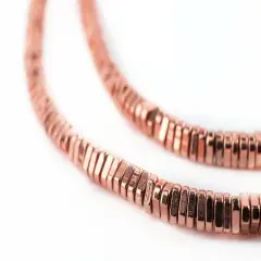 The Bead Chest Faceted Copper Triangle Heishi Beads 4mm, 24 inch Strand 24 Inch Strand