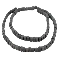 The Bead Chest Dark Grey Java Glass Beads 6-8mm Indonesia Cylinder 26 Inch Strand