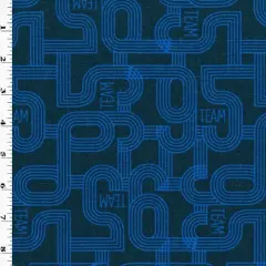 Blue/Deep Teal Abstract Printed Canvas Decorating Fabric By the Yard