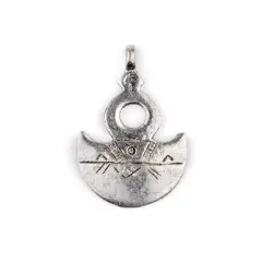 The Bead Chest Engraved Tuareg Moon Pendant: North African Tribal Berber Moroccan Sahara Pendant for Jewelry