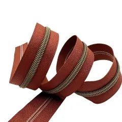 Chestnut zipper tape w/ Antique teeth