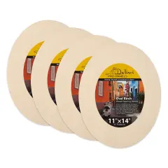 Da Vinci Pro Birch Wood Oval Panel 3/4" Deep&ndash;11x14", Pack of 4 - Textured, Warp Resistant, Lightweight & Rigid Oblong Panel &ndash; Perfect for Mounting Sanded Pastel or Watercolor Paper, Linen or Canvas