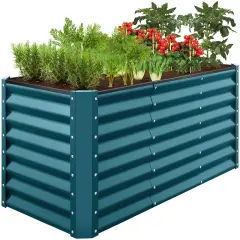 Best Choice Products 4x2x2ft Outdoor Metal Raised Garden Bed, Planter Box for Vegetables, Flowers, Herbs Peacock Blue