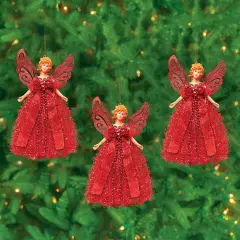 Collections Etc Festive Colorful Angel Christmas Ornaments - Set of 3