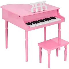 Best Choice Products Kids Classic 30-Key Mini Piano w/ Lid, Bench, Folding Music Rack, Song Book, Stickers Pink