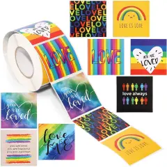 Love is Love Rainbow Pride Sticker Decals (1 Pack, 500 Stickers) Multicolor