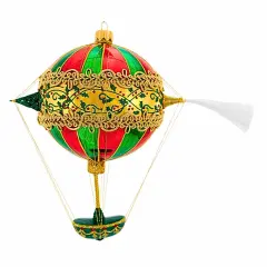 Metzler Bros. 7.0 Inch Balloon Stripes 3 Christmas Tree Ornament , Christmas Decor Hot Air Balloon Bird Multicolored