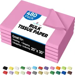 Tissue Paper for Gift Bags -20" X 30" Bulk Tissue Paper Dark Blue 480 Sheets - 10lb Newsprint for Packing, Birthday Gift Box Filler, Packing Supplies for Moving SuppliesPink