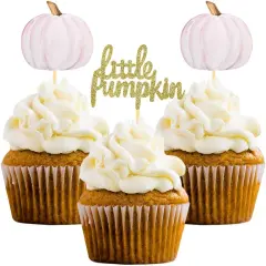 Little Pumpkin Cupcake Toppers, Thanksgiving Birthday Baby Shower Fall Theme Party