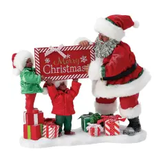 10.5" African American Santa with Kids &ndash; Heartwarming Christmas Decoration