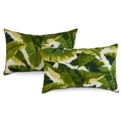 Outdoor 19 x 12 in. Rectangle Throw Pillow (2-Pack) Palm White
