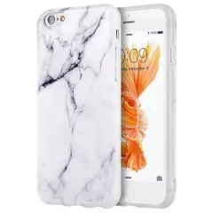 For iPhone 6 / 6s TPU Marble Stone Pattern Texture Visual IMD Shell Case Cover - White by Insten Clear