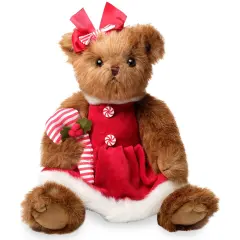 Christa Cane Christmas Bear Stuffed Animal, 14.5 Inch, Christmas Teddy Bear Plush, Teddy Bear Christmas Gift for Kids, For Ages 3-14 Brown