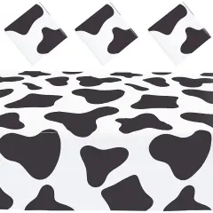 Cow Print Tablecloth for Farm Animal Party (54 x 108 in, 3 Pack) White