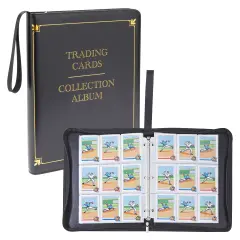 9 Pocket Leather 3 Ring Trading Card Binder for Baseball, Gaming, and Sports Cards, 20 Pages, Hold 360 Cards (10.8 x 13.5 x 1.7 inches) Black