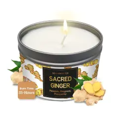 Magnificent 101 Long Lasting Sacred Ginger Scented Candle | 6 Oz - 35 Hour Burn | Soy Wax Candle for House Energy Cleansing & Manifestation | Passion Fuels Growth, Fosters Prosperity Multicolor