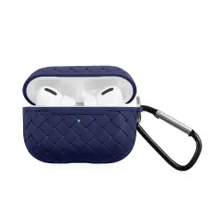 Weave Pattern Case Compatible With AirPods Pro, Soft TPU Skin Cover with Keychain For Girls Boys Men Women (Support Wireless Charging) Blue, by Insten