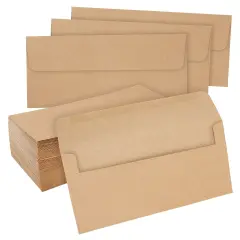 Juvale 100-Pack #10 Brown Kraft Paper Business Envelopes Bulk for Checks, Invoices, Gift Certificates, Mailing Letters, Invitations, Documents, Forms, and Statements (4-1/8X9-1/2 in)