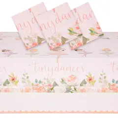 3 Pack Ballerina Party Table Covers, Plastic Tiny Dancer Tablecloths for Birthday, Baby Shower (54x108 In) Pink
