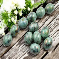 *6* 20x16mm Opaque Turquoise Bronze Picasso Gumball Oval Beads
