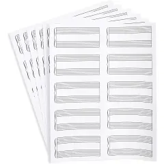 Double Staff Stickers for Music Class Supplies (4 x 2 in, 150 Pack) White