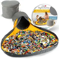 Creative QT SlideAway Toy Storage Organizer & Play Mat for Kids Ages 3-14 - Organizer Storage Bin - Kids Toy Box for Boys & Girls - Playroom Bin for Kid Rooms, Classrooms, Teachers - Grey