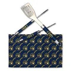 MLB 3-Piece BBQ Utensil Set 17.25 6 11 x 18 Inches Milwaukee brewers