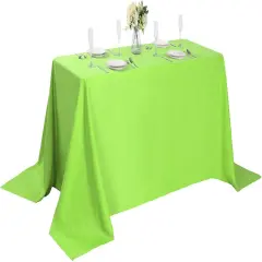 Rectangle Tablecloth 90x132 inch Washable Polyester Fabric Table Cloth for Wedding Party Dining Banquet Decoration（90x132, Apple Green）