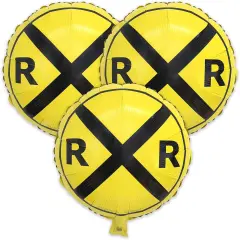 Railroad Party Balloons (3 Pcs.)! 3 Round Mylars are great for Train Themed Events, Kid's Birthday Party, Train Collectors, Retirement Party, Father's Day, Graduations.