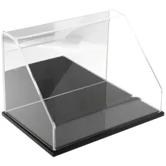 Plymor Clear Acrylic Slanted Front Display Case, 12" W x 8" D x 8" H Black (Mirrored)