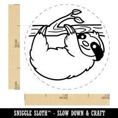 Sloth Hanging from a Branch Self-Inking Rubber Stamp for Stamping Crafting Planners Brown