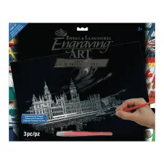 FAM-1 | Engraving Art&trade; Famous Places 3pc Big Ben & Parliament 11.25" x 15.325" Silver Foil Project