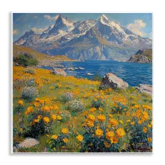 Stupell Industries Mountain Daisy Meadow Wall Plaque Art Design by Roozbeh Bahramali