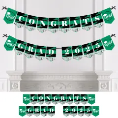 Big Dot of Happiness Green Graduation Bunting Banner - Party Decorations - Congrats Grad 2025