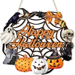 Halloween Decoration Wooden Ghost Door Wreath