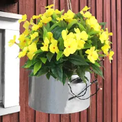 4 Pcs Summer Potted Plants, Artificial Flowers Outdoor Impatiens UV Resistant Silk Impatiens Flowers Yellow Faux Flowers Impatiens Bushes Artificial Impatiens for Pot Patio Lawn Garden Hanging Basket Porch Decor