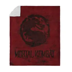 Warner Brothers Mortal Kombat Silk Touch Sherpa Throw Blanket Logo Red