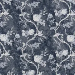 Bluebird - Blue Floral Upholstery Fabric 54 Inches"