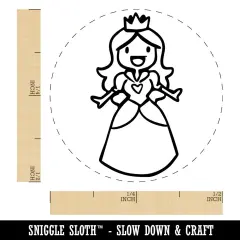 Cartoon Medieval Princess Royalty Crown Self-Inking Rubber Stamp Crafting Orange