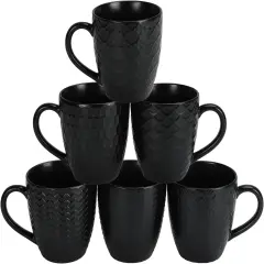 16 OZ Coffee Mugs Set of 6, Black Ceramic Coffee Mug